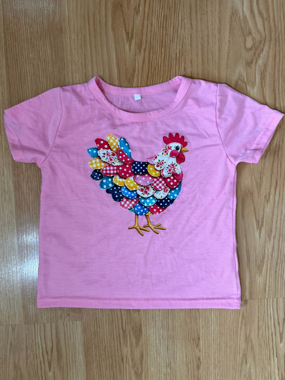 Chicken Faux Patchwork T-Shirt Coquette Hen Farmhouse Kids 3T
